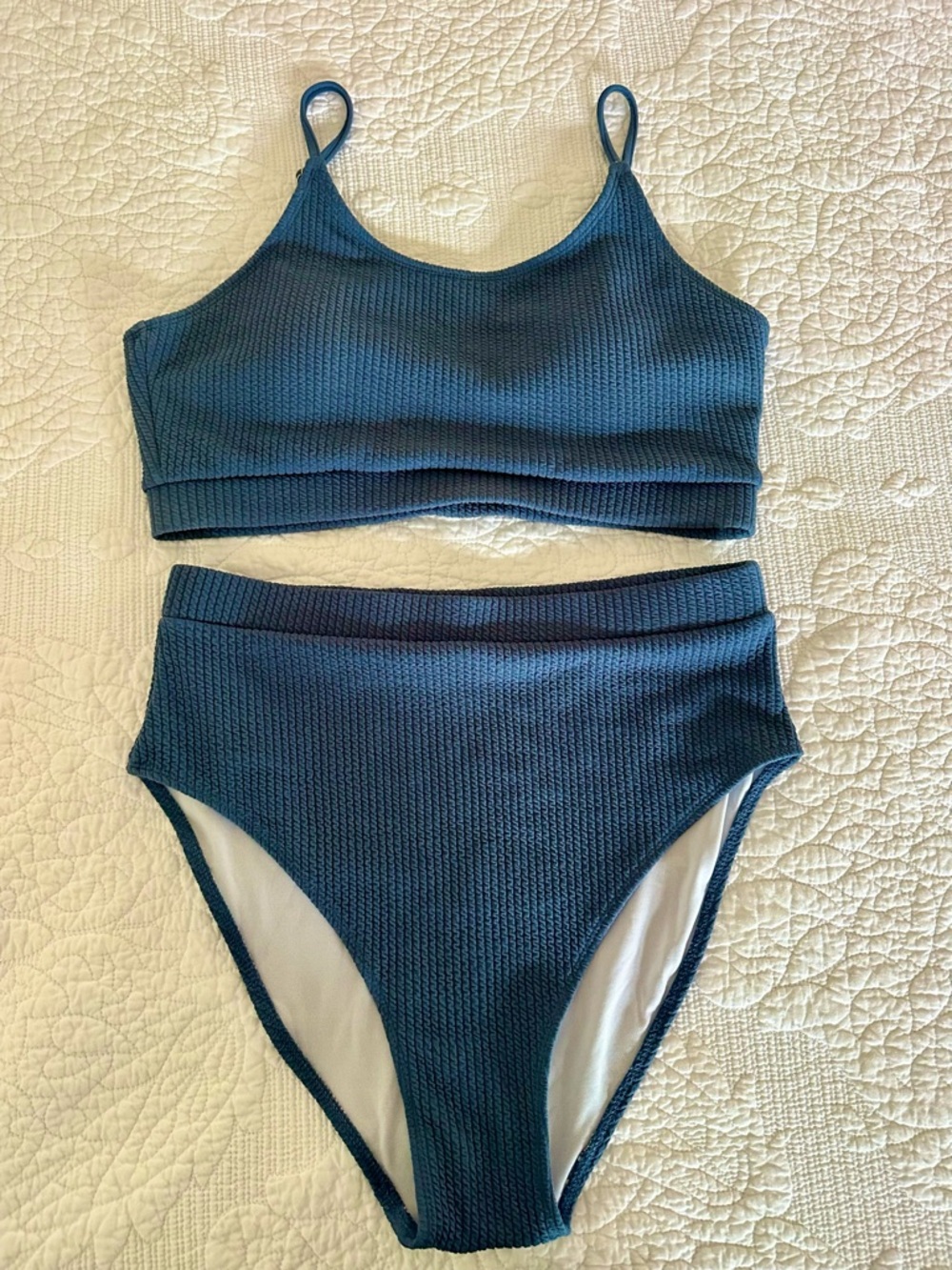SHEIN High-Waist Textured Swim Set